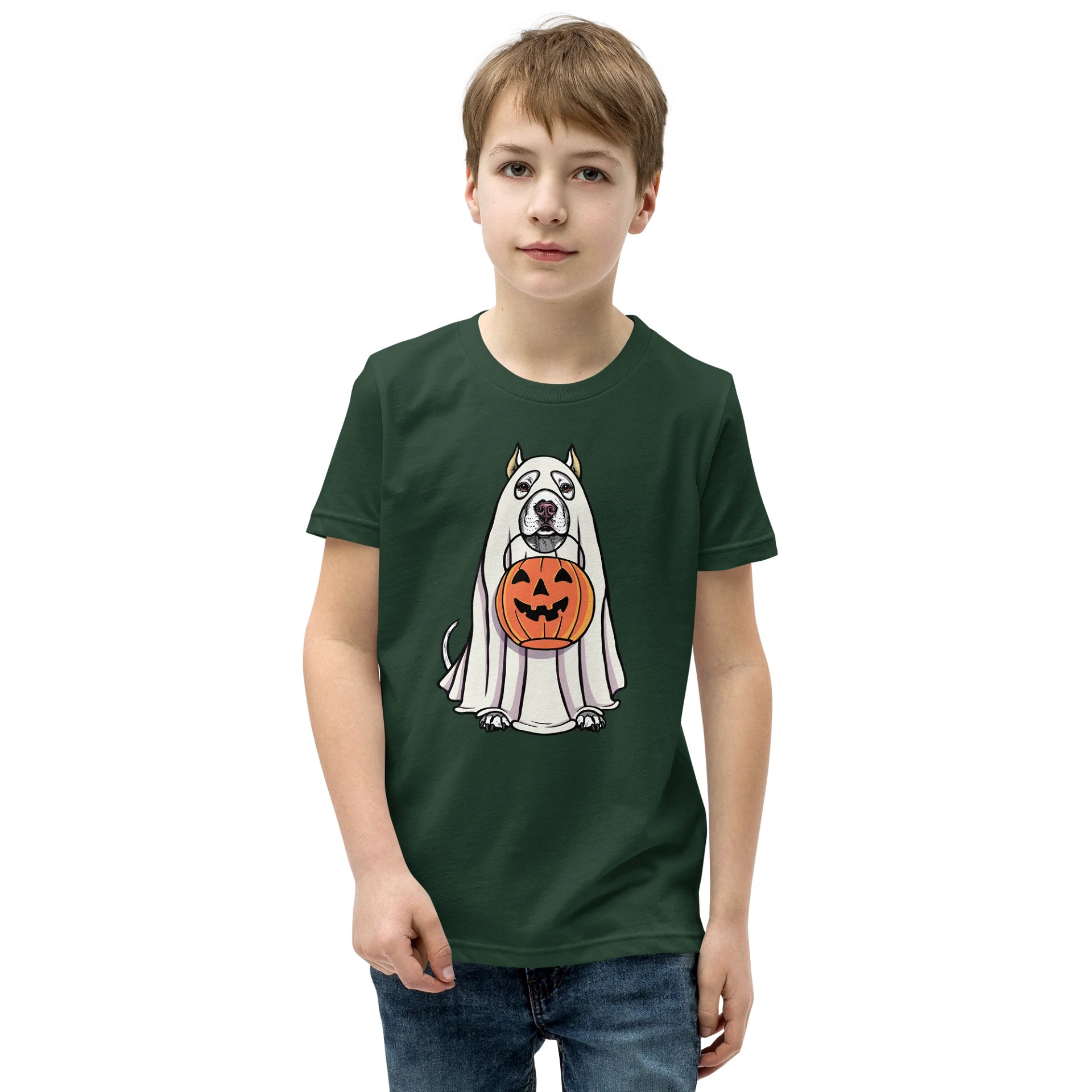 Halloween American Pitbull Terrier(White, Cropped Ears) Youth T-Shirt product image (1)