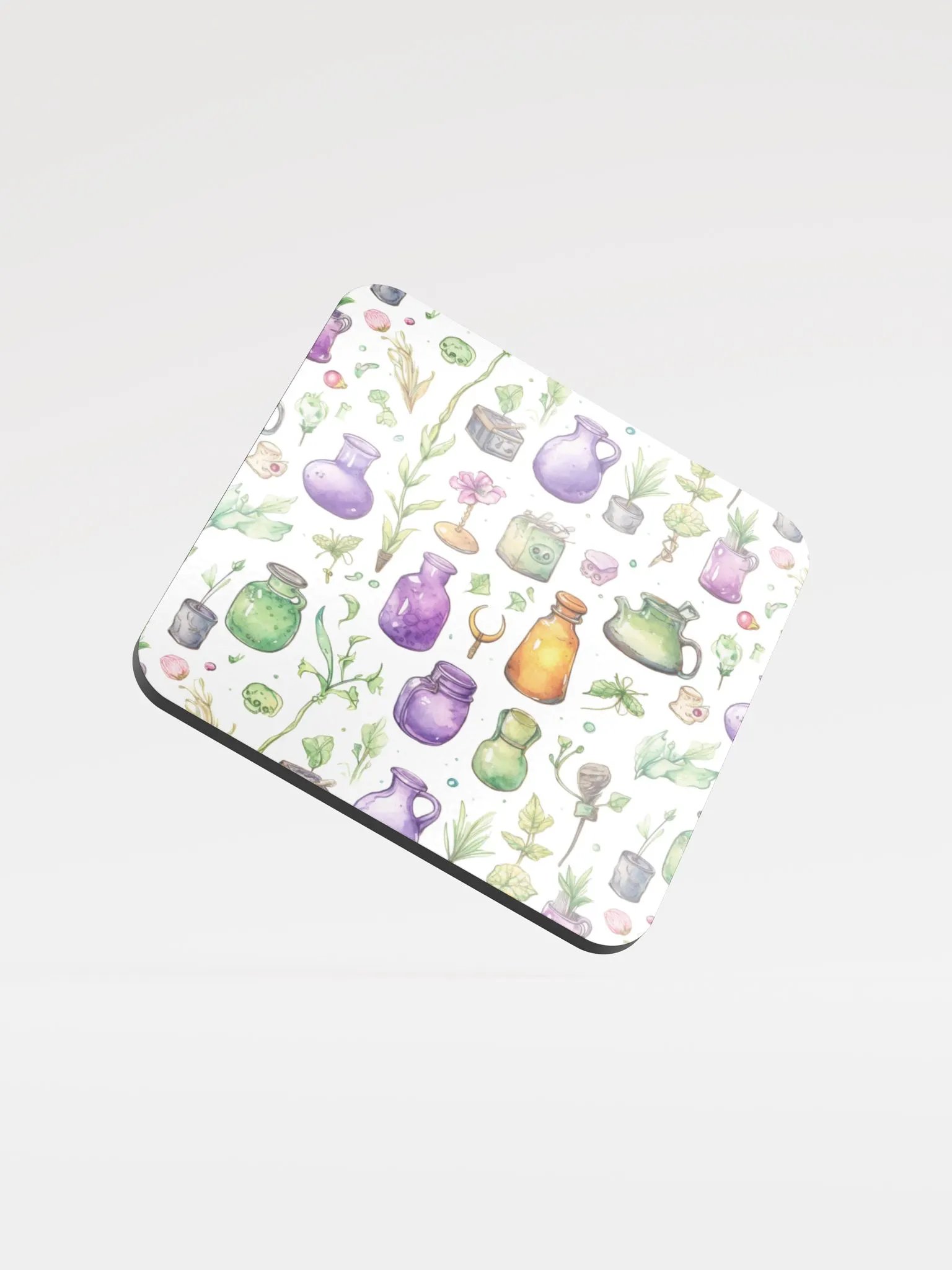 Glossed Cork Coaster 🟩 🔶 🟪 Fascinating Watercolor Pattern - Motif 4 product image (1)