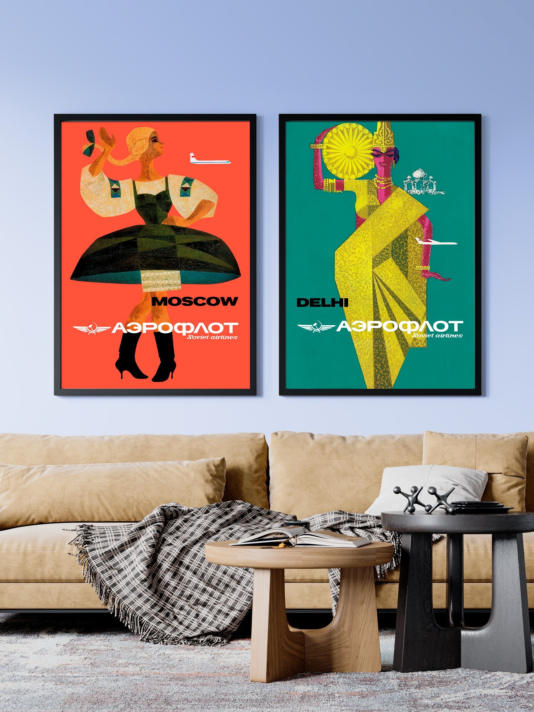 Soviet Aeroflot, USSR airlines 1970s: Moscow — Soviet retro travel poster product image (2)