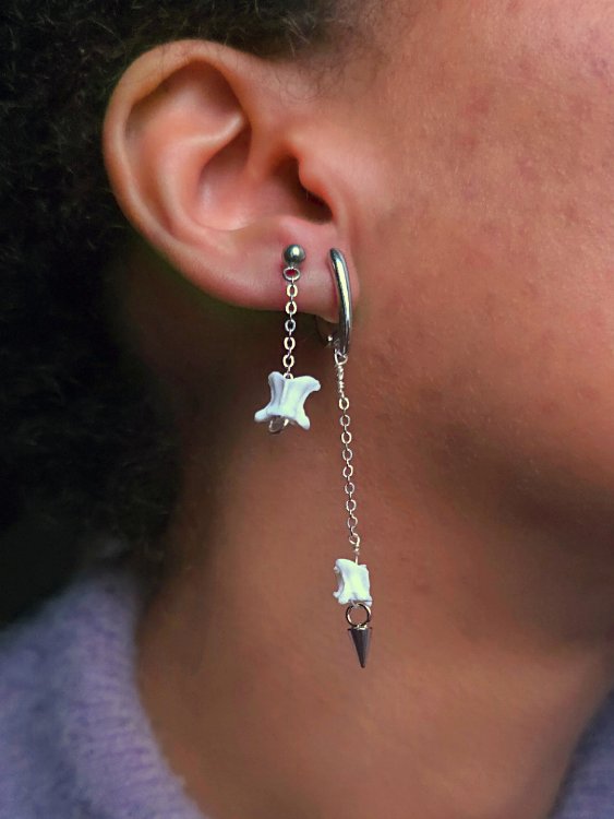 Custom Niobium Earrings - Ethical Snake Bone product image (4)