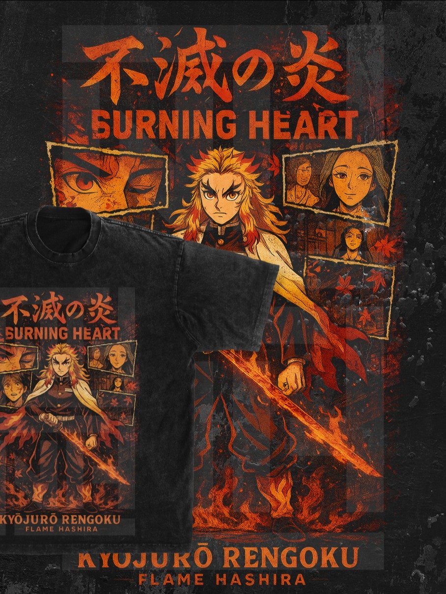 kyojuro rengoku flame hashira Demon slayer | Kimetsu no Yaiba t-shirt PNG design product image (1)