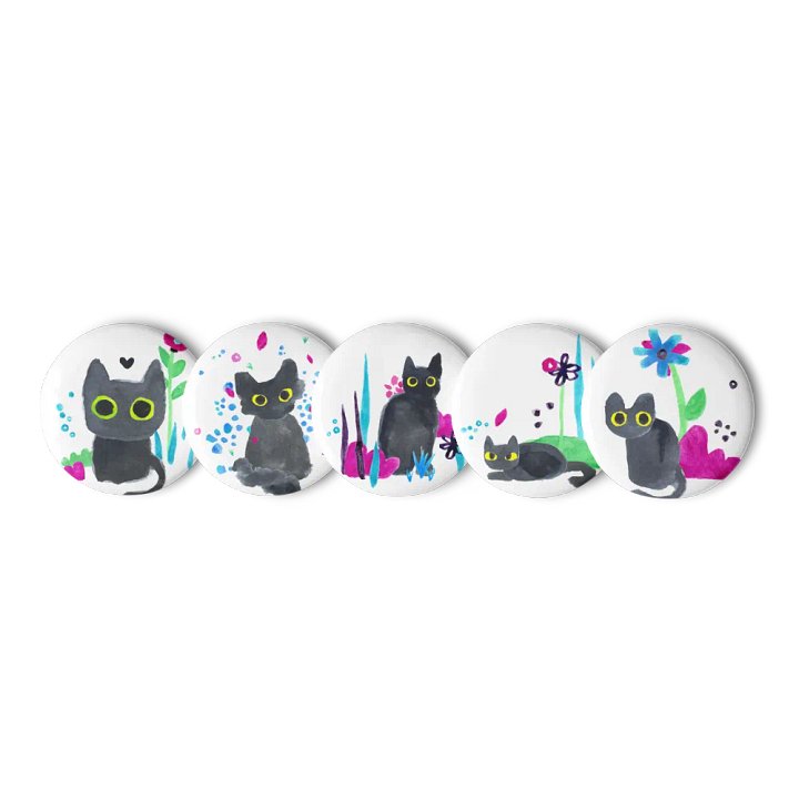 Derpy Floral Cat Fam - Set of Five 1.25