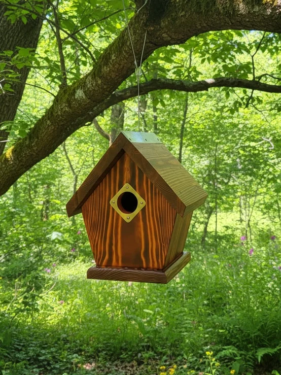 Handcrafted Chickadee & Wren House | Solid ¾” Pine Birdhouse with Copper Portal & Metal Ridge Cap | Rustic Outdoor Garden Décor product image (6)