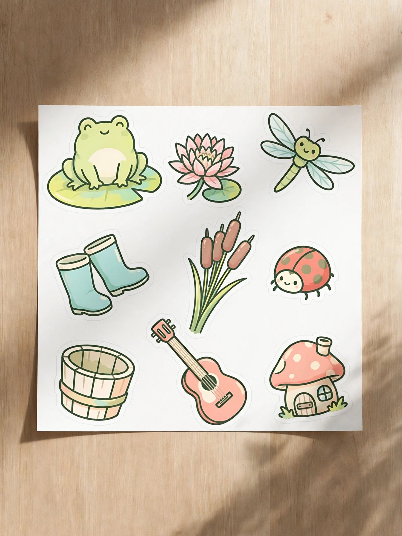 Whimsical Pastel Pond & Garden Sticker Set product image (4)