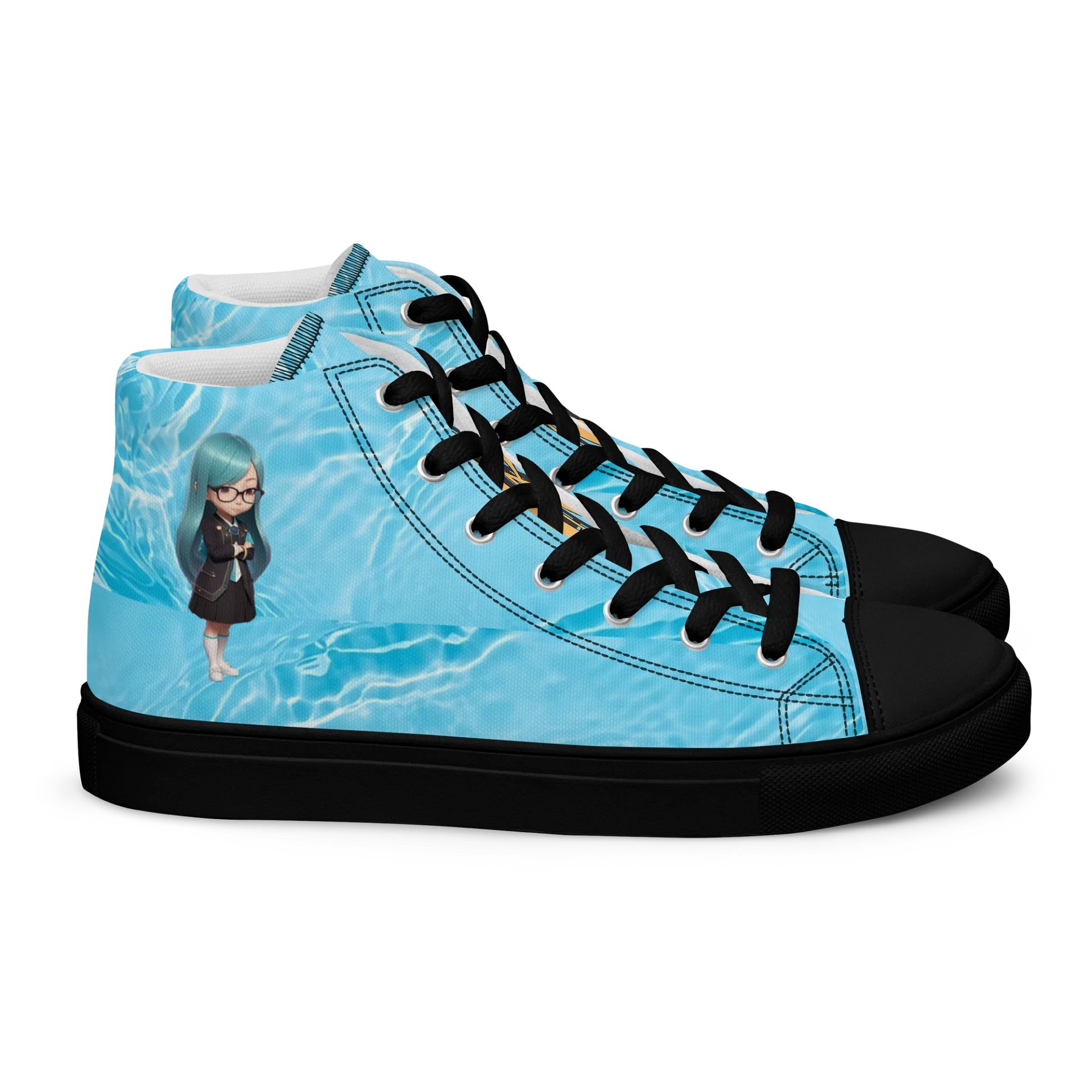 (Aqua CHIBI) K Women's High Top Canvas Shoes product image (2)