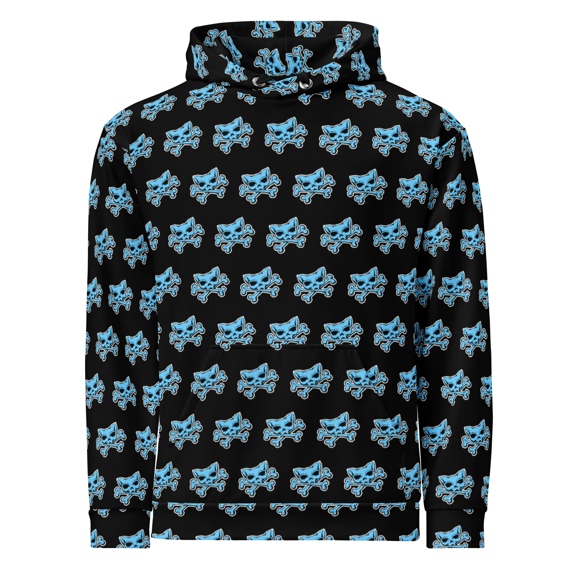 (Dark Mode) Blue Kat Skull Hoodie product image (1)