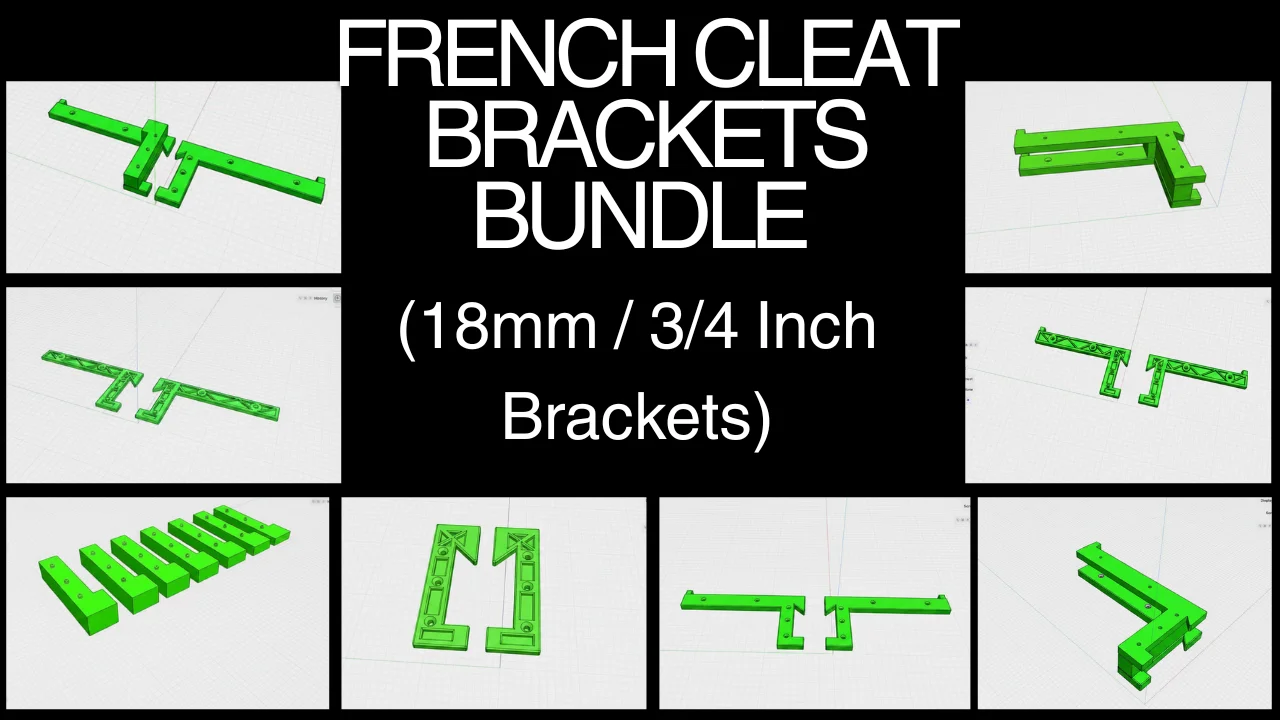 3/4 Inch French Cleat Bracket 3D STL File Bundle. product image (1)