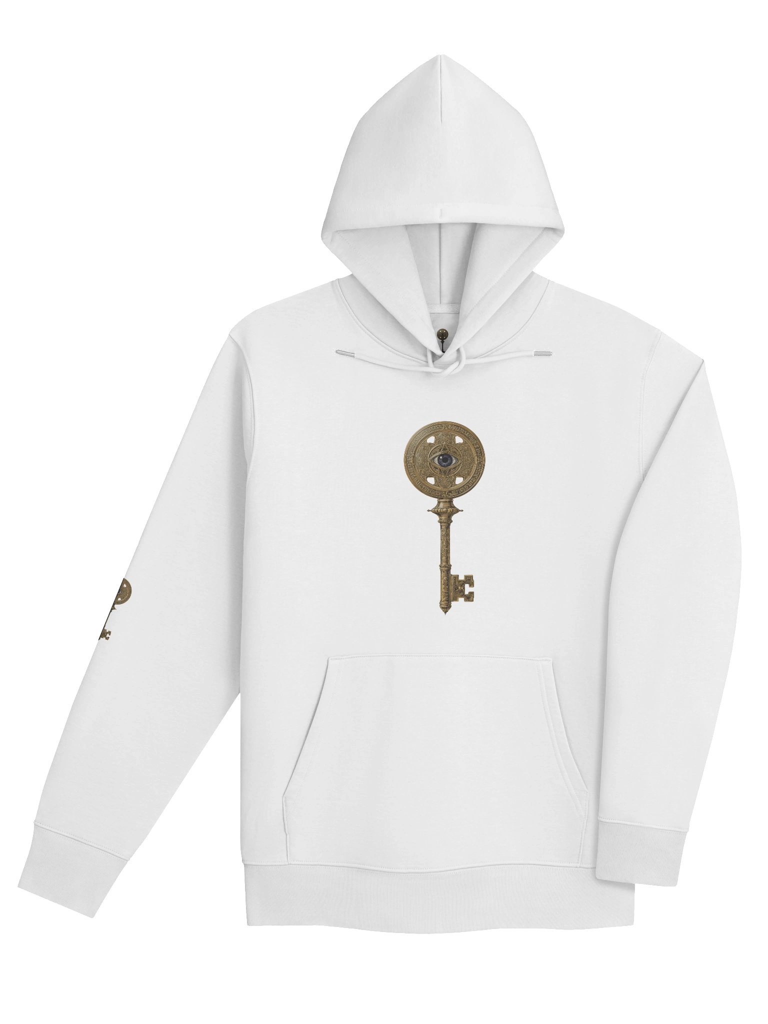The Gatekeeper’s Key – White Sigil Arm Edition (Front + Right Sleeve Print) | Organic Hoodie product image (4)