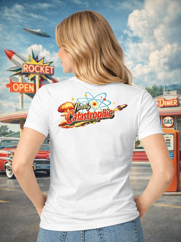 Nearly Catastrophic Atomic Era T-Shirt – Retro 1950s Sci-Fi Explosion Graphic Tee | Mid-Century Modern Vintage Style Shirt product image (31)