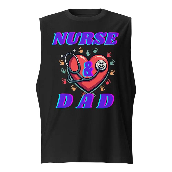 Nurse Dad Heart & Stethoscope Muscle Tank product image (1)
