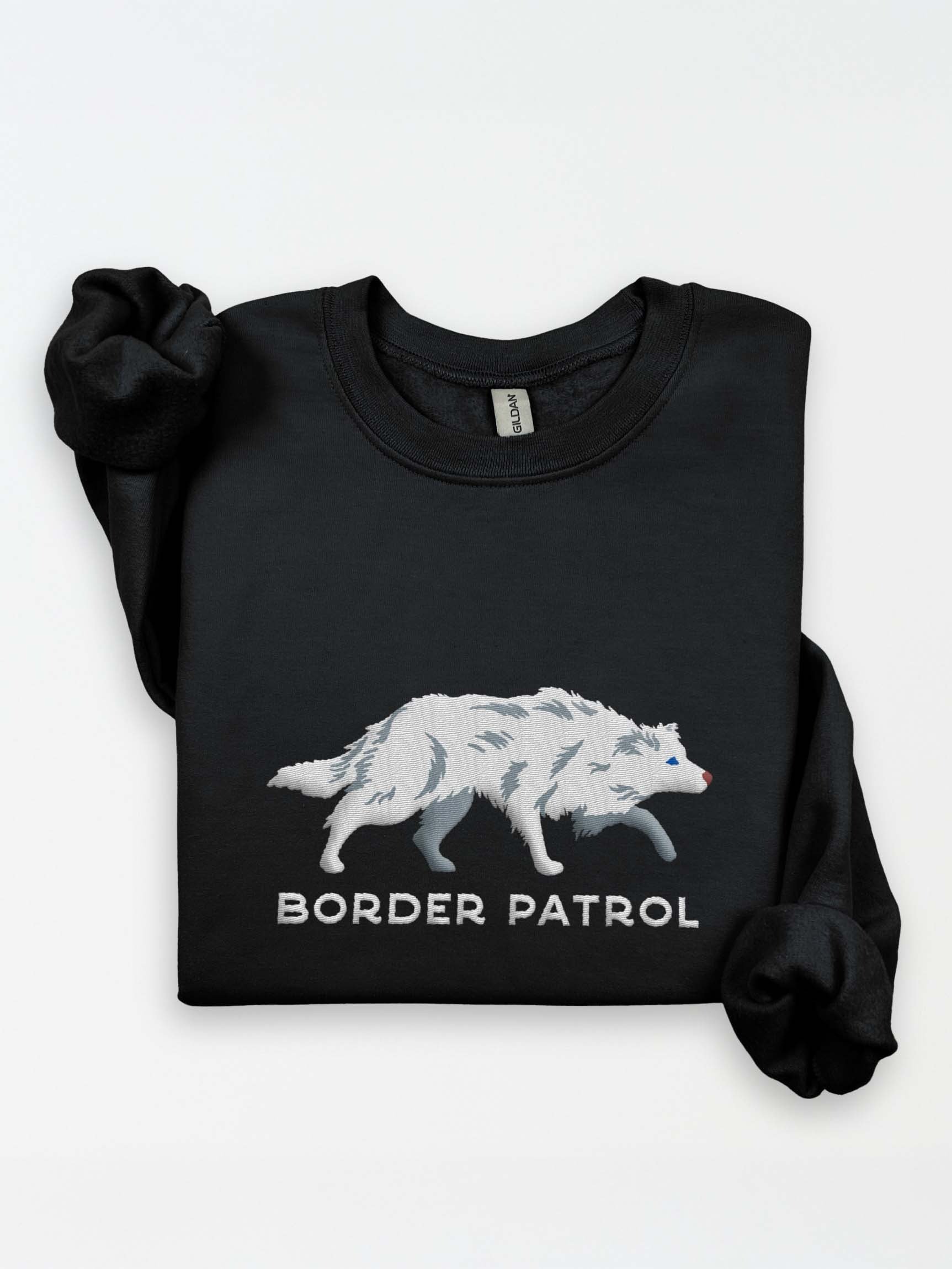 Border Patrol Sweatshirt (Embroidered) of a Border Collie(White/Double Merle) product image (1)