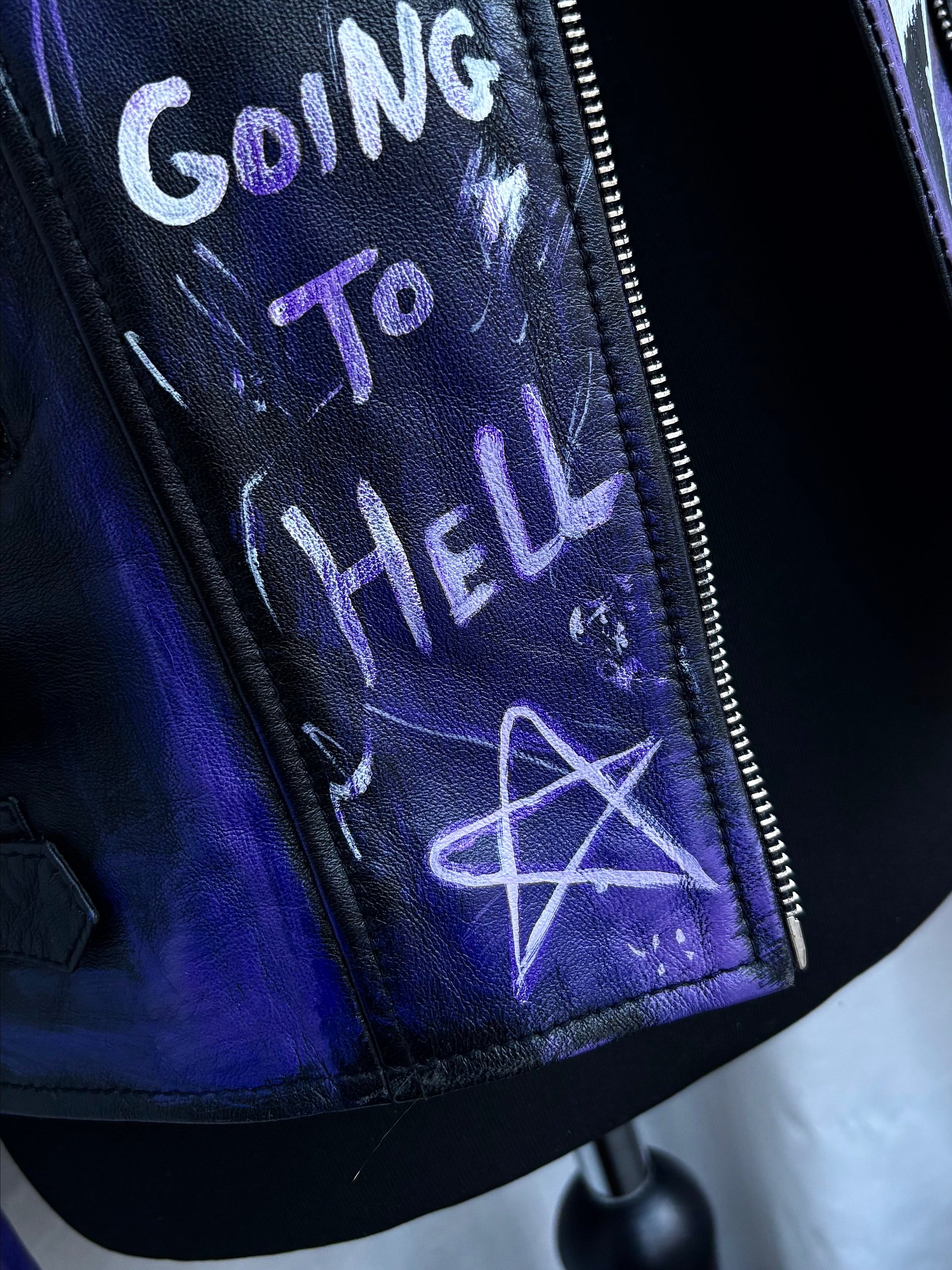 Hand-Painted Genuine Leather Jacket — HIM "Heartagram" Edition - Size M product image (7)