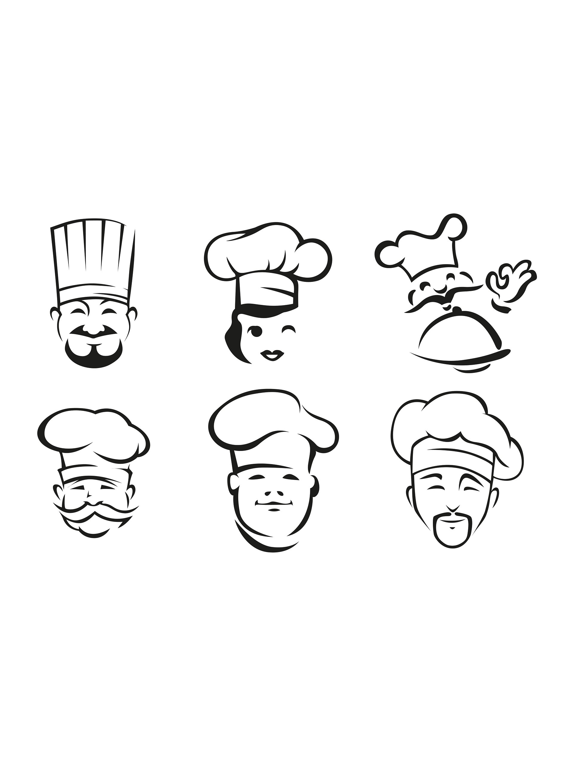 Chef Svg, Chef Hat Vector, Chef Silhouette, Kitchen, Cooking Clipart, Chef line art, Cricut Cutting File. product image (2)