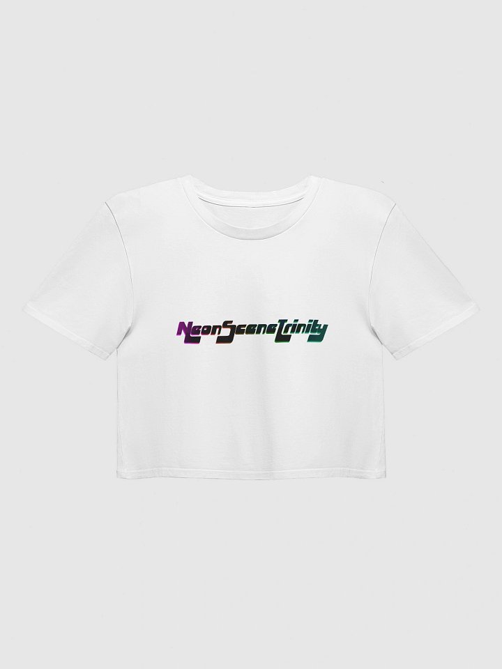 Neon Scene Trinity Logo Crop Top (White) product image (1)