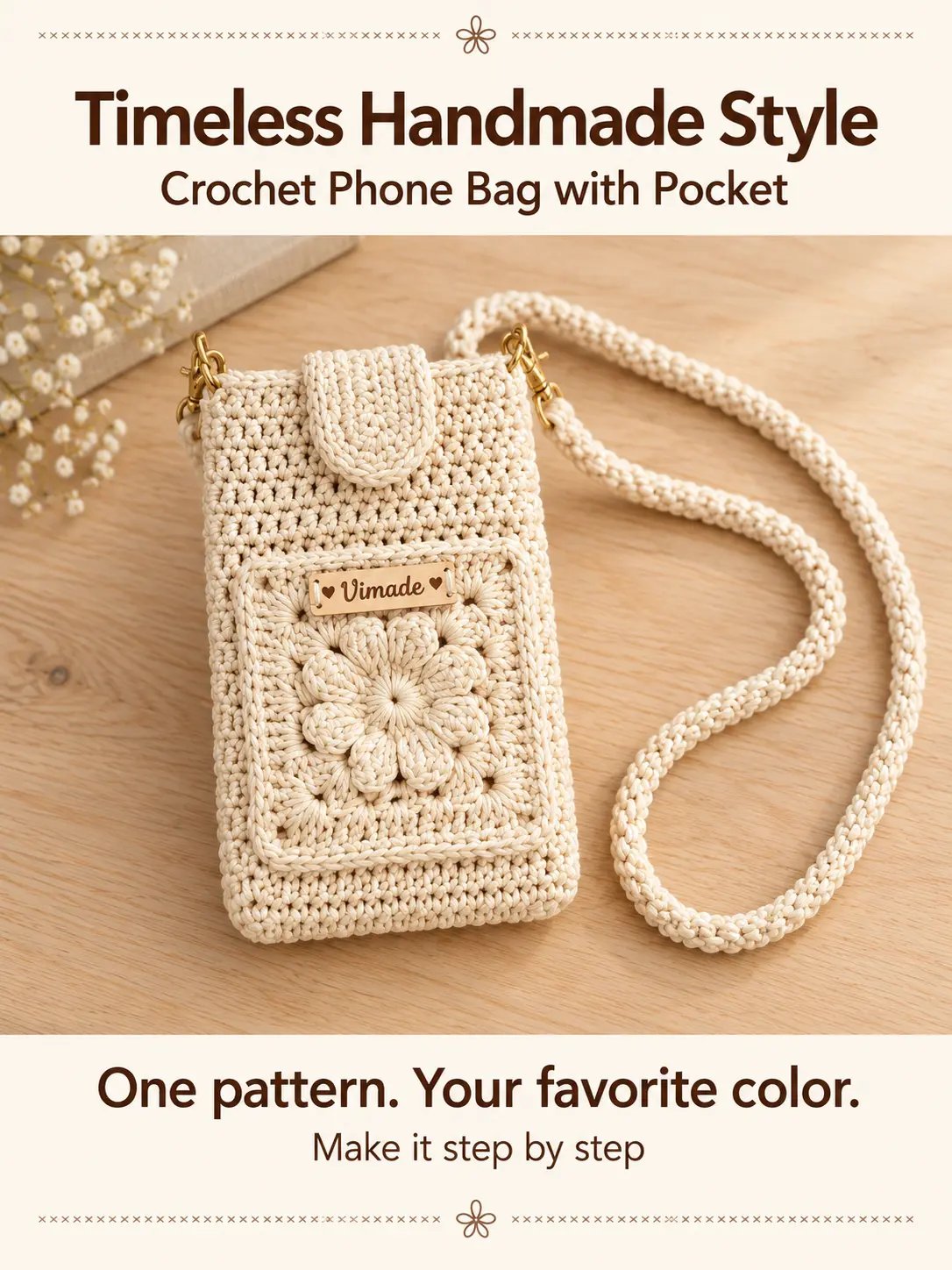 Crochet Phone Bag with Floral Pocket product image (2)