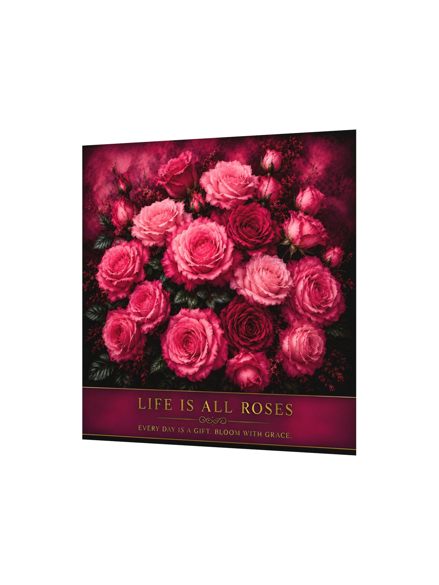 Life Is All Roses – Pink Rose Wall Art Poster | 10x10 Floral Decor product image (2)