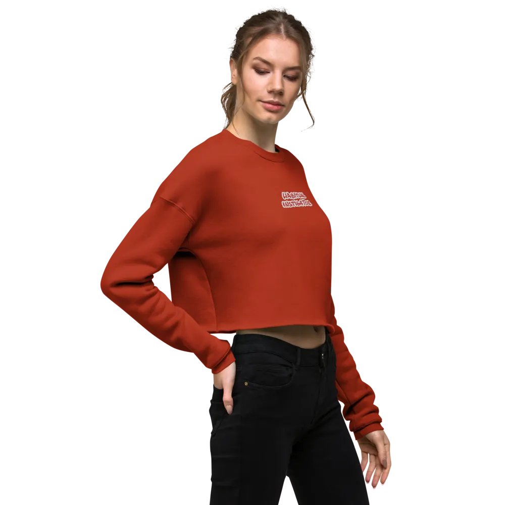 HABITUAL INSTIGATOR (red & white) embroidered fleece crop crew product image (10)