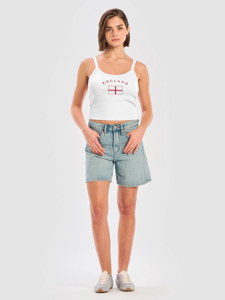 England Embroidered Women's Micro-Rib Tank Top – Retro Y2K Graphic Crop product image (1)