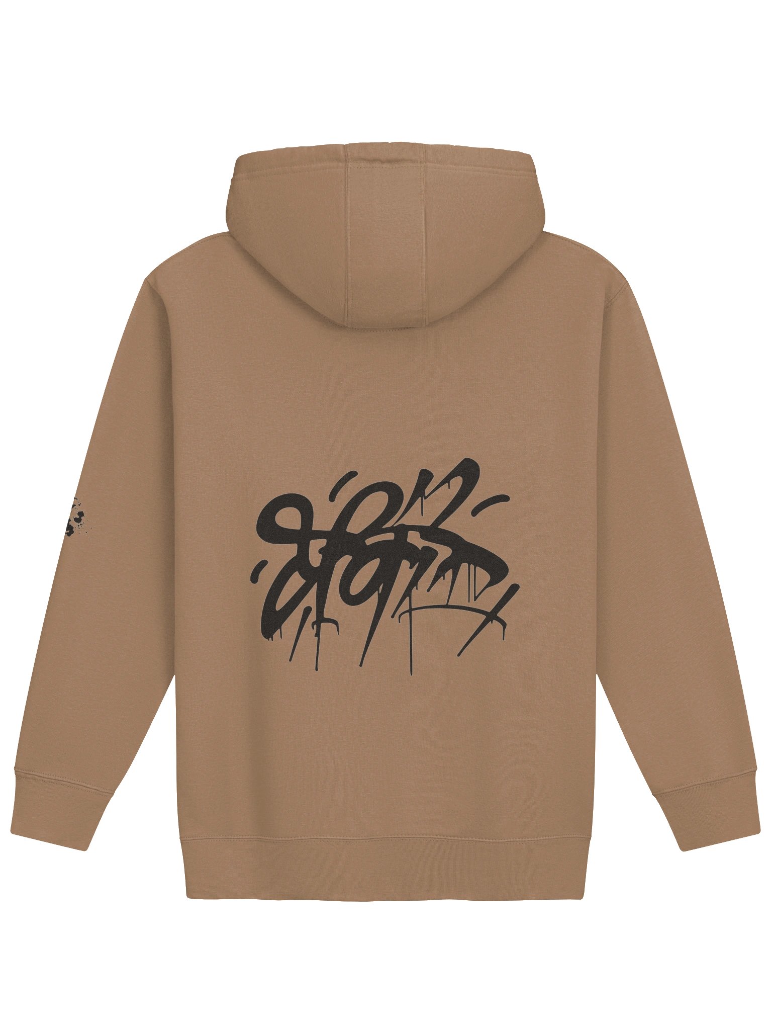 Graffiti Tag Hoodie – Sand Brown Oversized Pullover with Drip Logo product image (2)