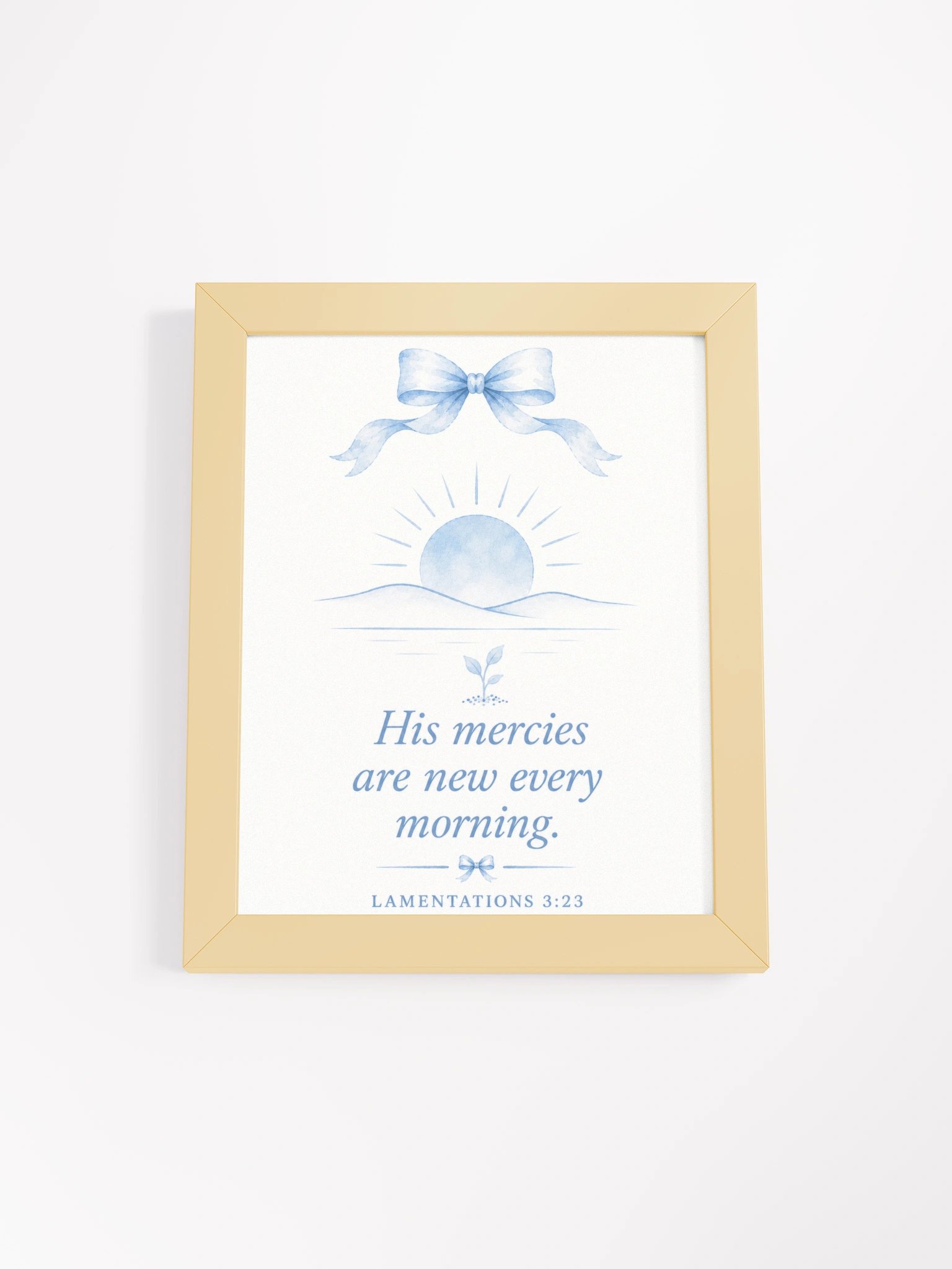 His Mercies Are New Every Morning Lamentations 3:22-23 | Blue Coquette Framed Christian Wall Art product image (1)