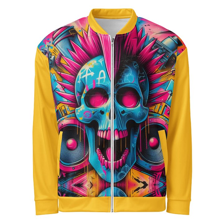Neon Punk Skull All-Over Bomber Jacket product image (1)