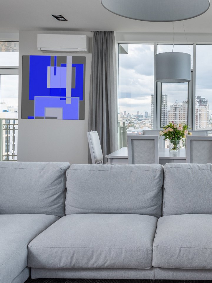 Blue & Gray Rectangle Geometric Abstract Artwork product image (19)