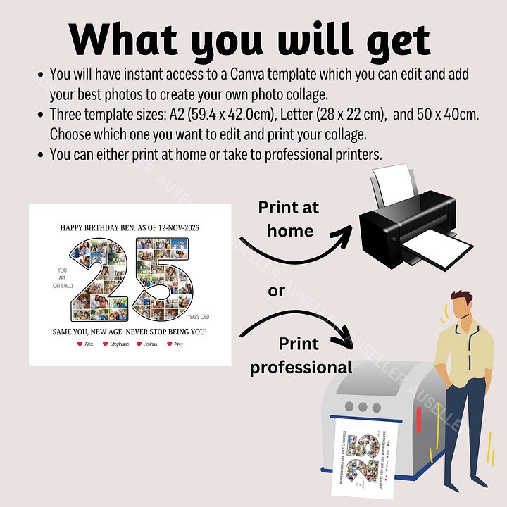 25th Birthday Photo Collage Poster - Canva Template product image (2)