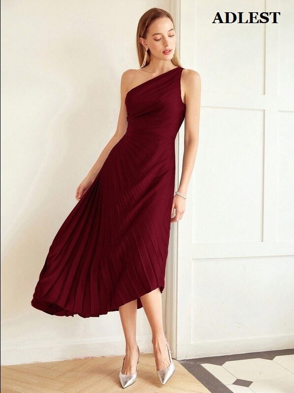 ADLEST | MOTF PREMIUM PLEATED ONE SHOULDER DRESS,HOLIDAY PARTY BIRTHDAY FORMAL EVENING OCCASSION product image (2)