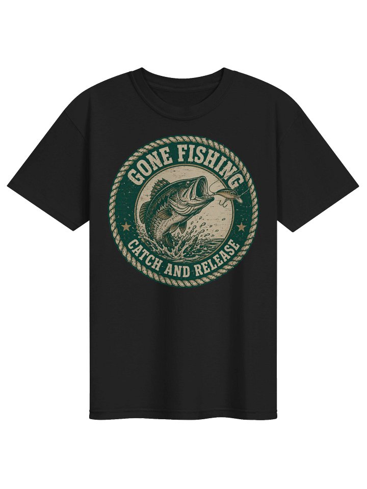Gone Fishing T-Shirt | Vintage Bass Fishing Graphic Tee Gift for Fishermen product image (1)