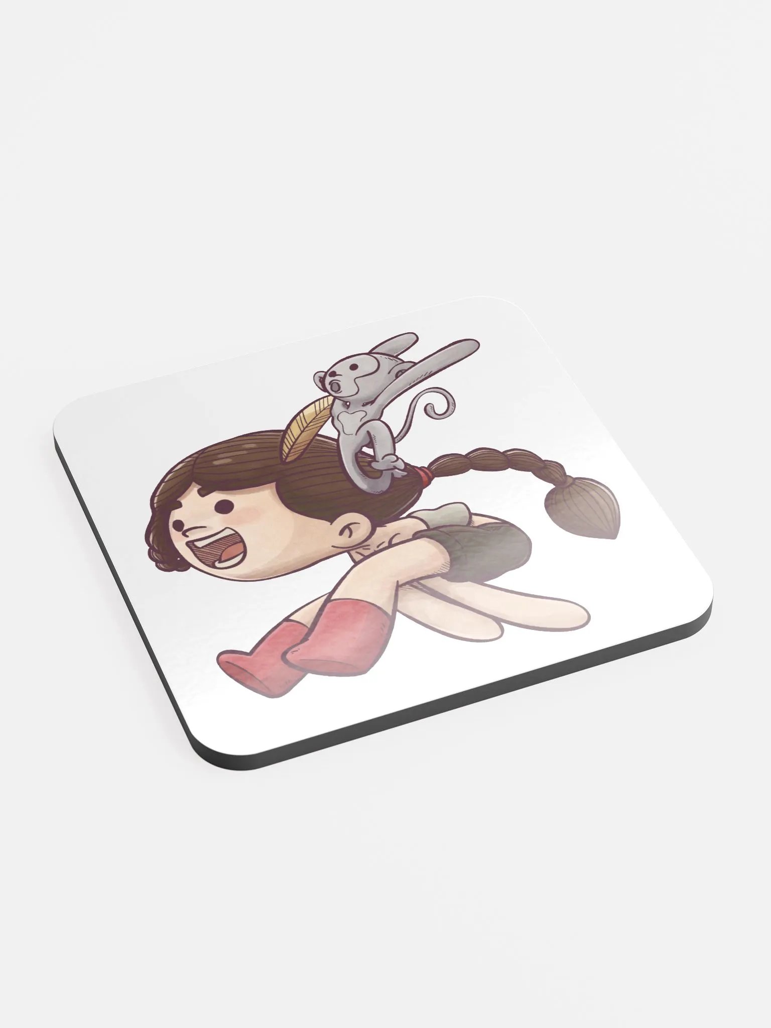 She & Her Pet | Glossed Cork Coaster product image (2)