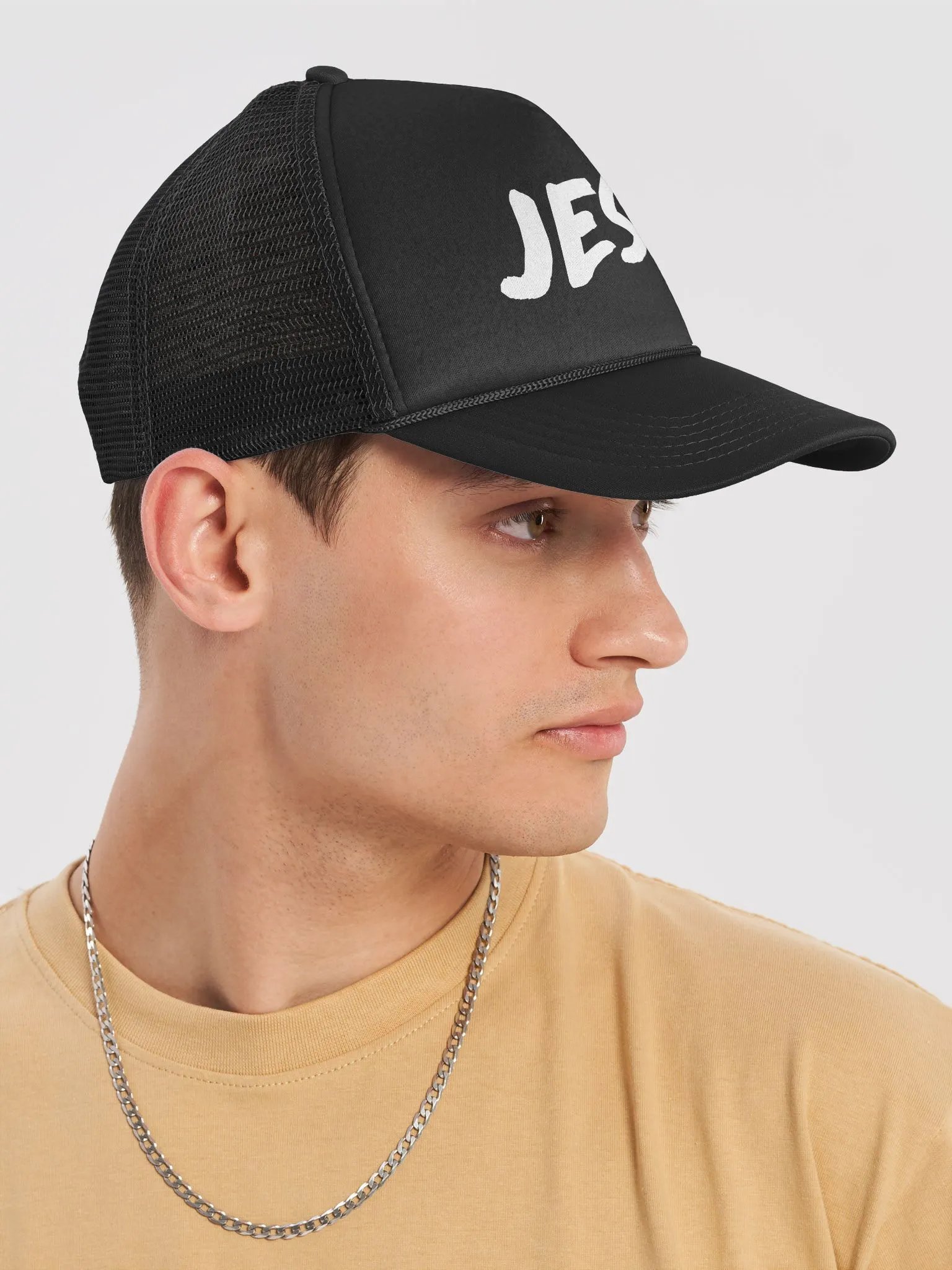 Black Trucker Cap with White Text product image (6)