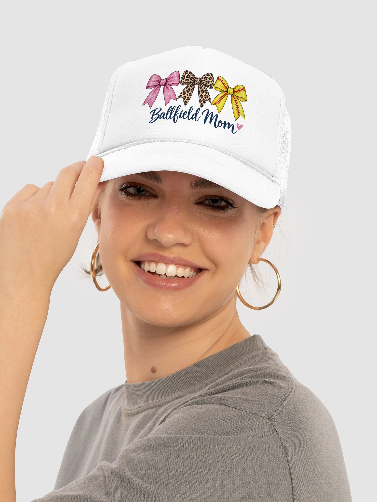Ballfield Mom Three Bow Trucker Hat | Coquette Bow Sports Mom Cap product image (5)