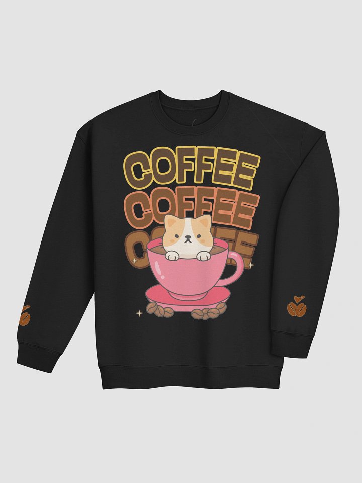 Coffee Cat Crewneck Sweatshirt | Relaxed Fit Cozy Crewneck Sweatshirt product image (2)