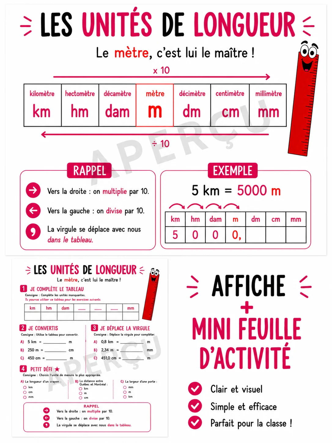 Les unités de longueur – Affiche + mini feuille d’activité | Un prof et sa guitare product image (1)