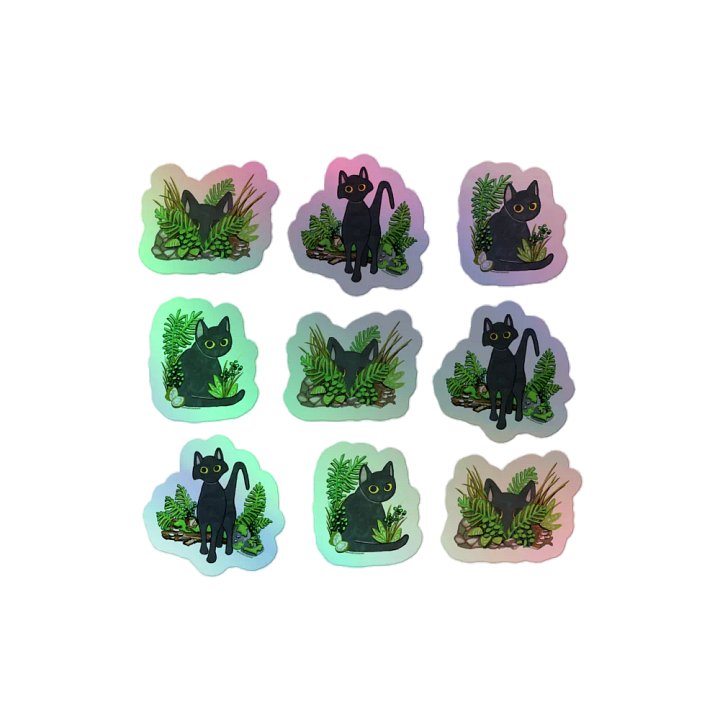 Holographic Foliage Cat Sticker Sheet product image (1)