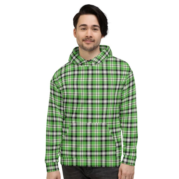 Bright Green, Black, and Gray Plaid Hoodie product image (2)