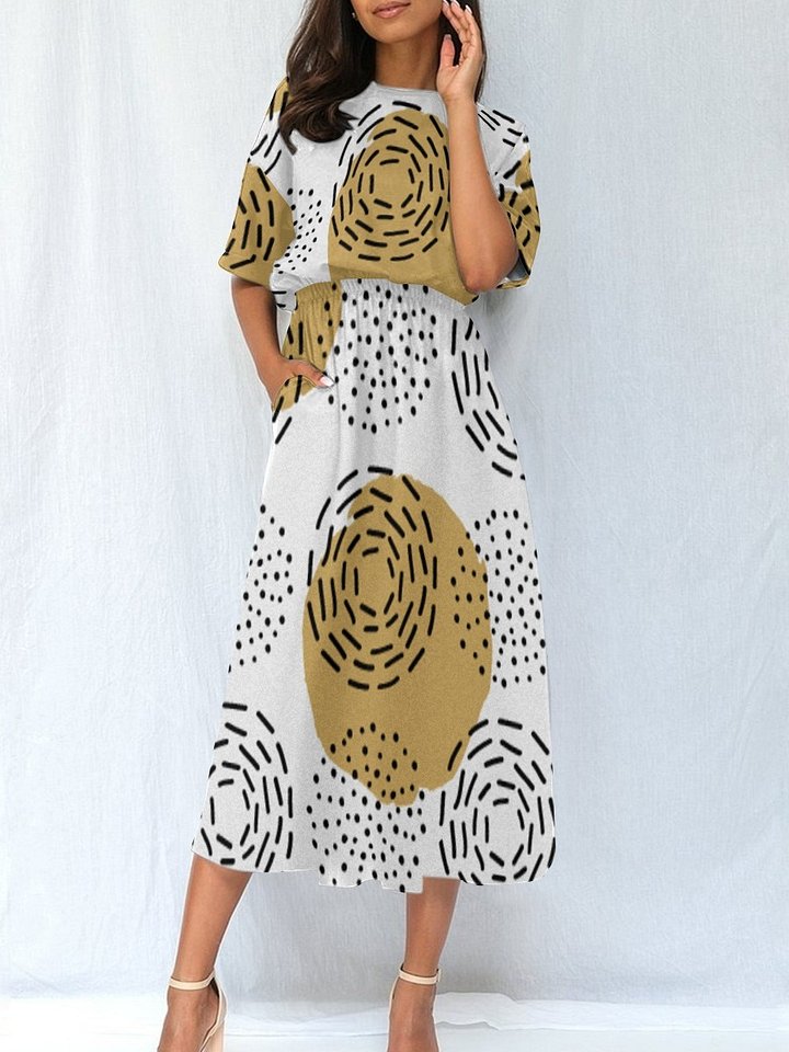 Neutral Abstract Pattern Dress | Flowy Everyday Maxi Dress product image (2)