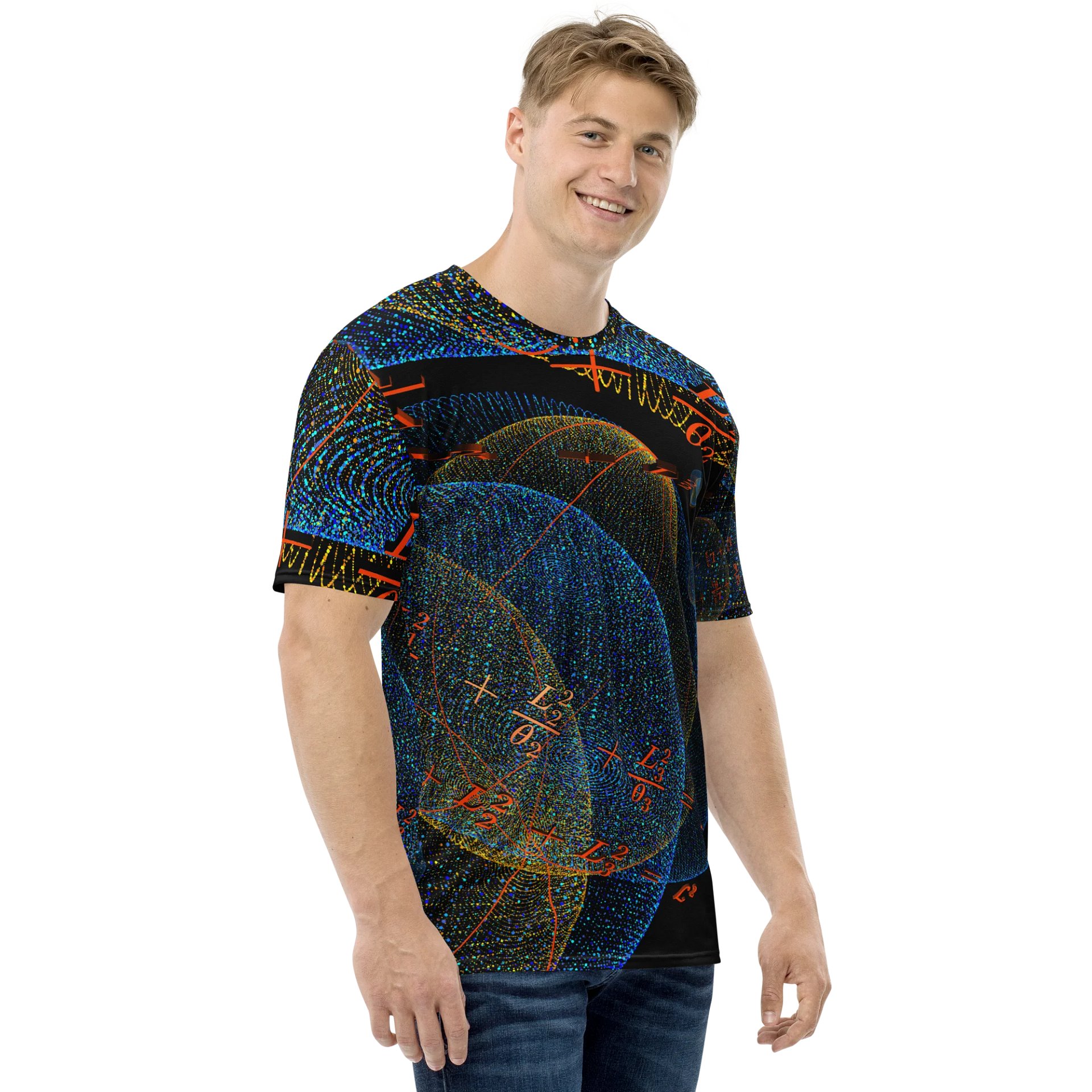 Poinsot's Pixel Spaceship 1 - Physics of the Gyroscope Men's Crew Neck T-Shirt product image (6)