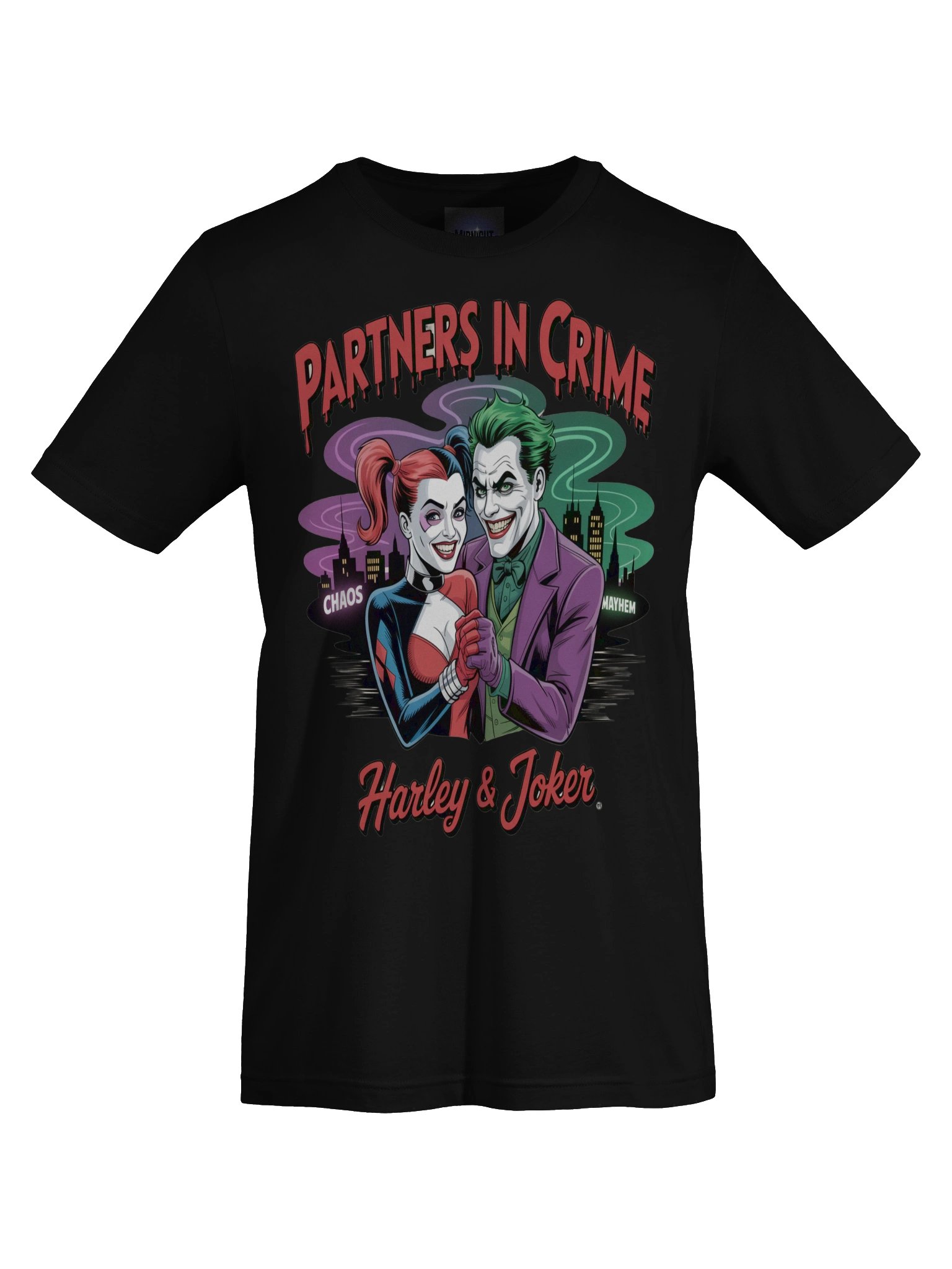 Partners in Crime: Harley Quinn and Joker's Chaos Mayhem Graphic Tee product image (1)