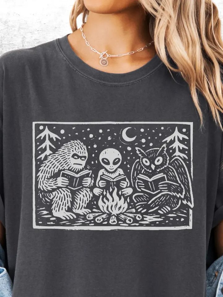 Book Lover Cryptid Book Club Reader Gift Oversize T-Shirt product image (1)