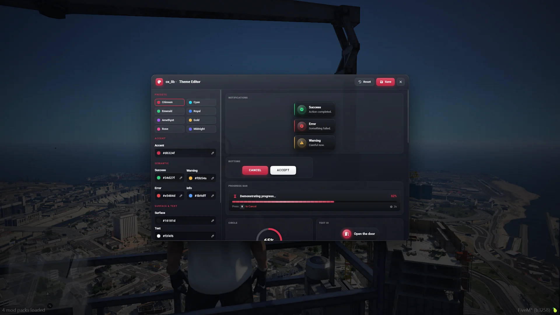 FiveM Ox-Lib Redesign 🧩 8 Themes, In-Game Editor & Easy Install (ESX/QB/QBox) product image (4)