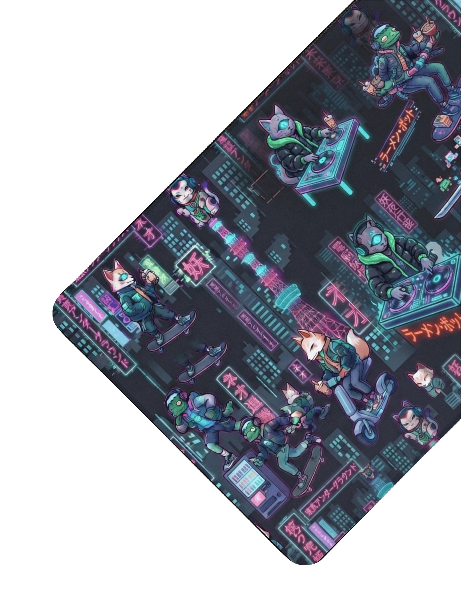 Urban Yōkai Neon Cyberpunk Desk Mat - 15.5" x 31.5" Large Gaming Pad product image (3)