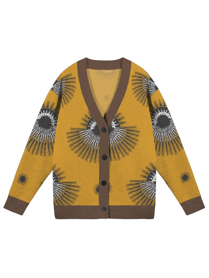 Yellow Abstract Tribal Print Down Cardigan product image (3)