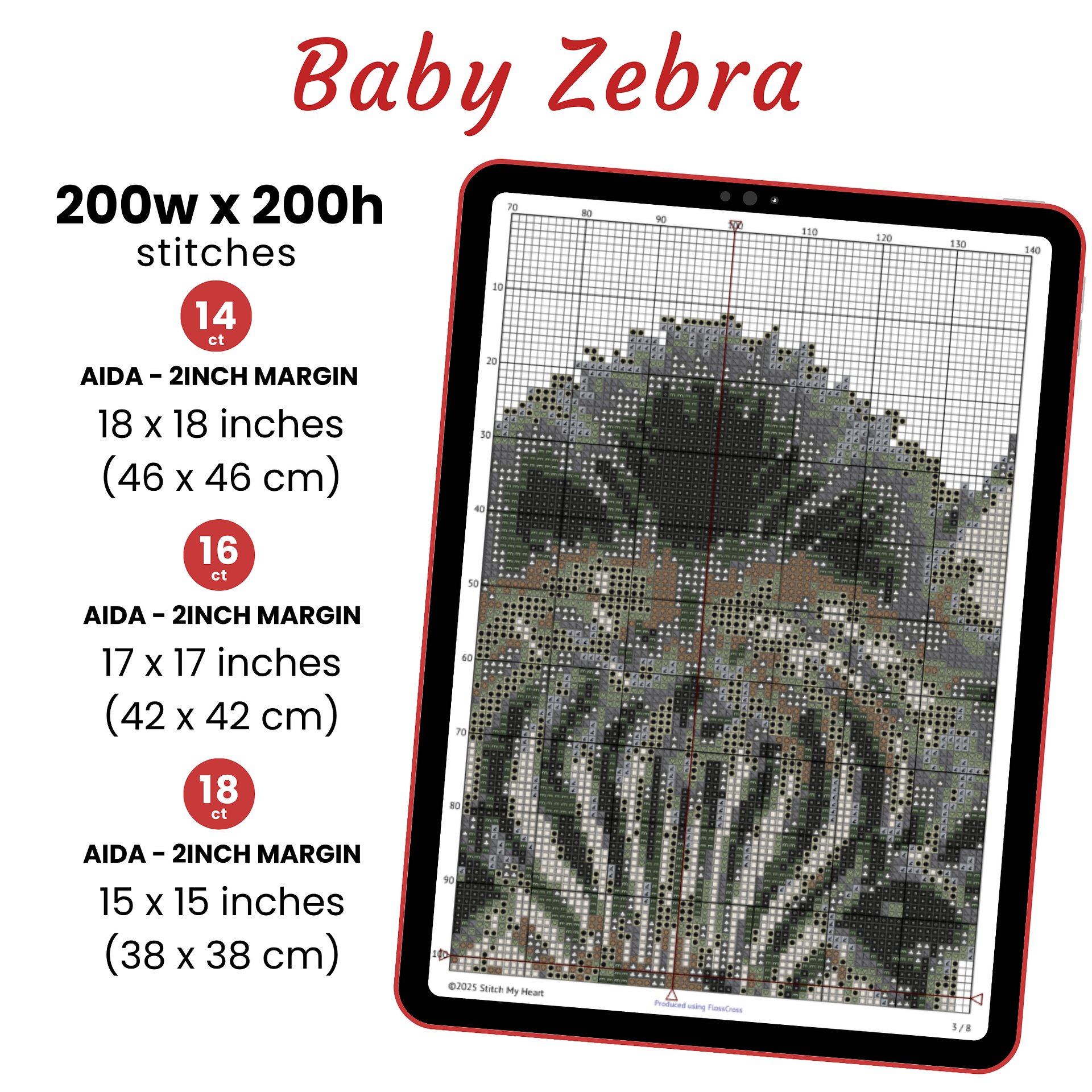 Baby Zebra Cross Stitch Pattern product image (2)
