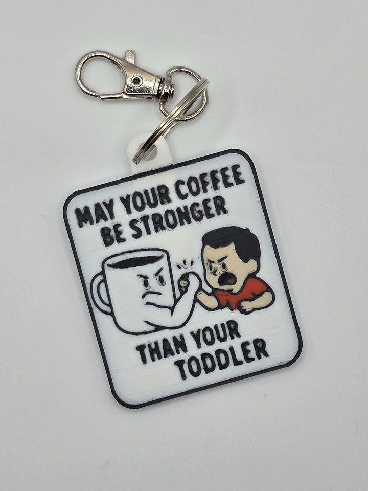 ☕👶 Coffee vs. Toddler Keychain | Funny Parenting Humor product image (2)