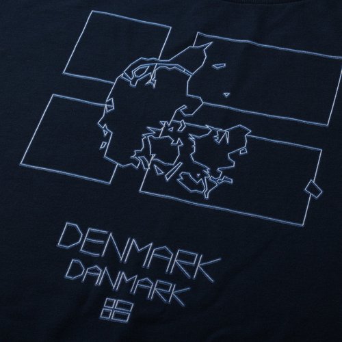 Arcade Vector Wireframe Map of Denmark tee. This design re-imagines a Denmark design as a glowing, neon-lit wireframe, straig...