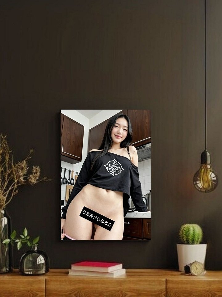 Black Off-Shoulder Crop Kitchen Pose – Glossy 8x10 Metal Print product image (2)