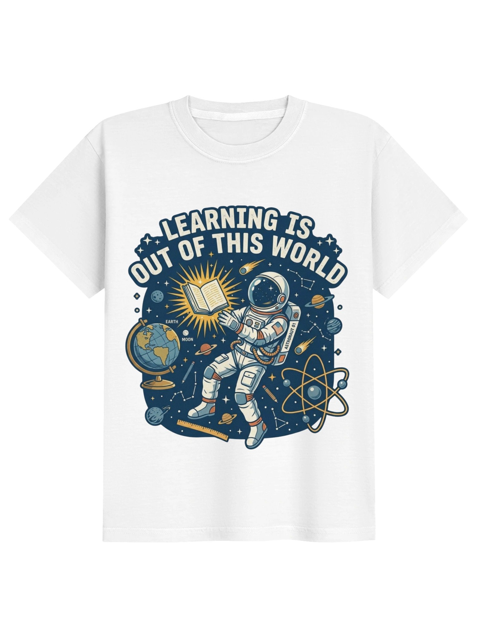 Learning Is Out of This World T-Shirt, Retro Astronaut Space Science Tee for Kids 🚀📚 product image (3)