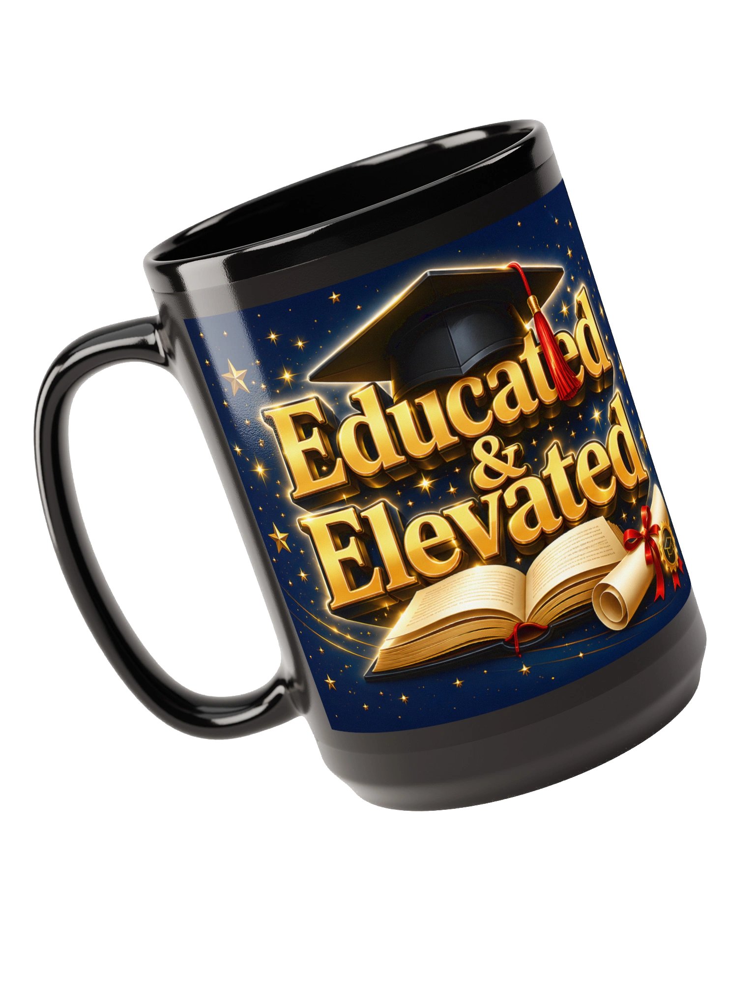 "Educated & Elevated" Graduation Mug — Navy Wrap product image (1)