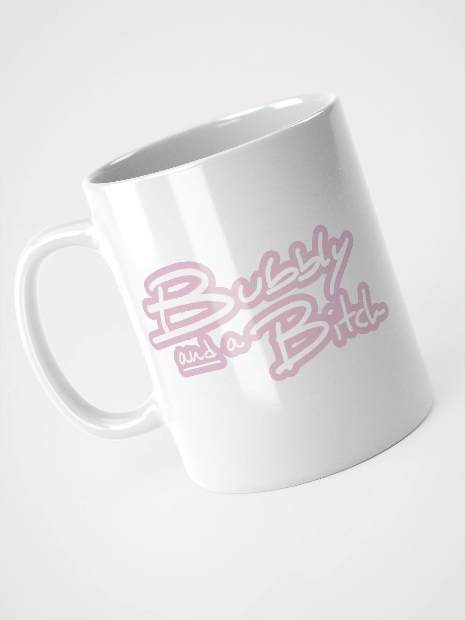 Bubbly and a B*tch (lined design, #E1B9CE) glossy white mug product image (6)